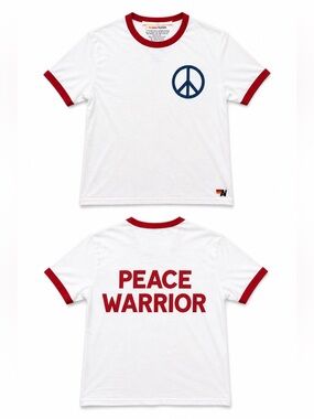 Rare Aviator Nation Peace Warrior Boyfriend Ringer Tee